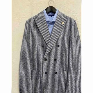 ラルディーニ(LARDINI)の【極美品】春夏物 ラルディーニ メンズ ダブルジャケット 50 LL 紺×生成り(テーラードジャケット)