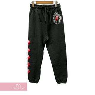 クロムハーツ(Chrome Hearts)のCHROME HEARTS×The Rolling Stones Lip And Tongue Sweatpants クロムハーツ×ローリングストーンズ リップアンドタンスウェットパンツ ロンドン限定 ロゴプリント ブラック サイズM 【240415】【新古品】【me04】(スラックス/スーツパンツ)