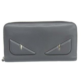 other - フェンディ FENDI 長財布 ラウンドファスナー モンスター バグズアイ レザー グレー 7M0210 中古 新入荷 OBB0547