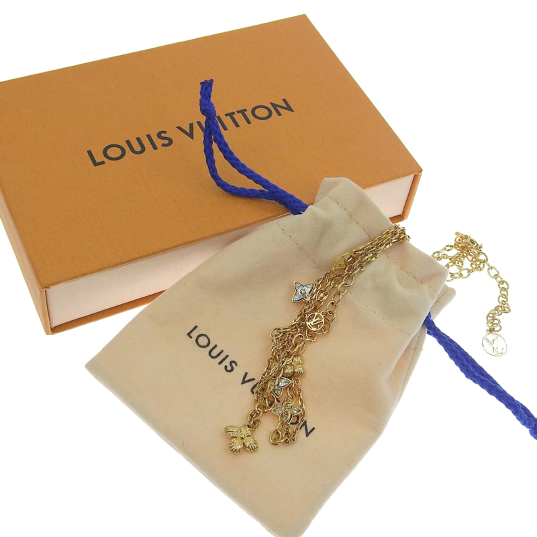 LOUIS VUITTON(ルイヴィトン)のルイヴィトン LOUIS VUITTON コリエ・ブルーミング・ストラス LVサークル フラワー モノグラム ゴールド色 M68374 中古 新入荷 LV1532 レディースのアクセサリー(ネックレス)の商品写真