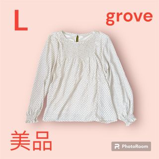 grove - 【美品】グローブ　grove 白　Lサイズ　長袖　春　ブラウス　シフォン素材