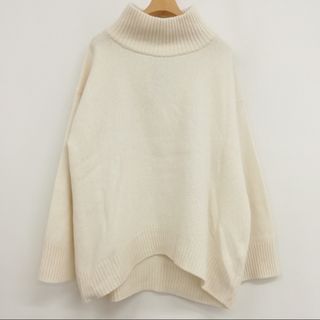 デミルクスビームス(Demi-Luxe BEAMS)の美品 ウール カシミヤ シルク ニット タートルネック フリー ホワイト(ニット/セーター)