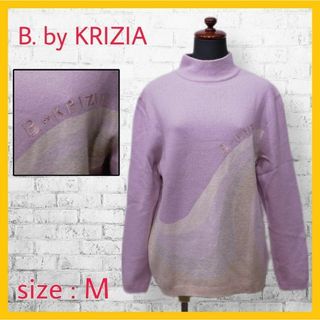 KRIZIA - 美品 クリッツィア ニット セーター 長袖 ロゴ アンゴラ M ピンク ベージュ