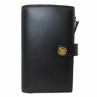 ヴェルサーチ(VERSACE)の【新品】ヴェルサーチェ 財布 二つ折り財布(小銭入れあり) 1002897 (ブラック) VERSACE メドゥーサ ロゴ レザー 二つ折り アウトレット レディース(財布)