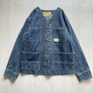 デニムダンガリー(DENIM DUNGAREE)のデニムダンガリー デニムジャケット ノーカラー ロゴ入りボタン 140 145(ジャケット/上着)