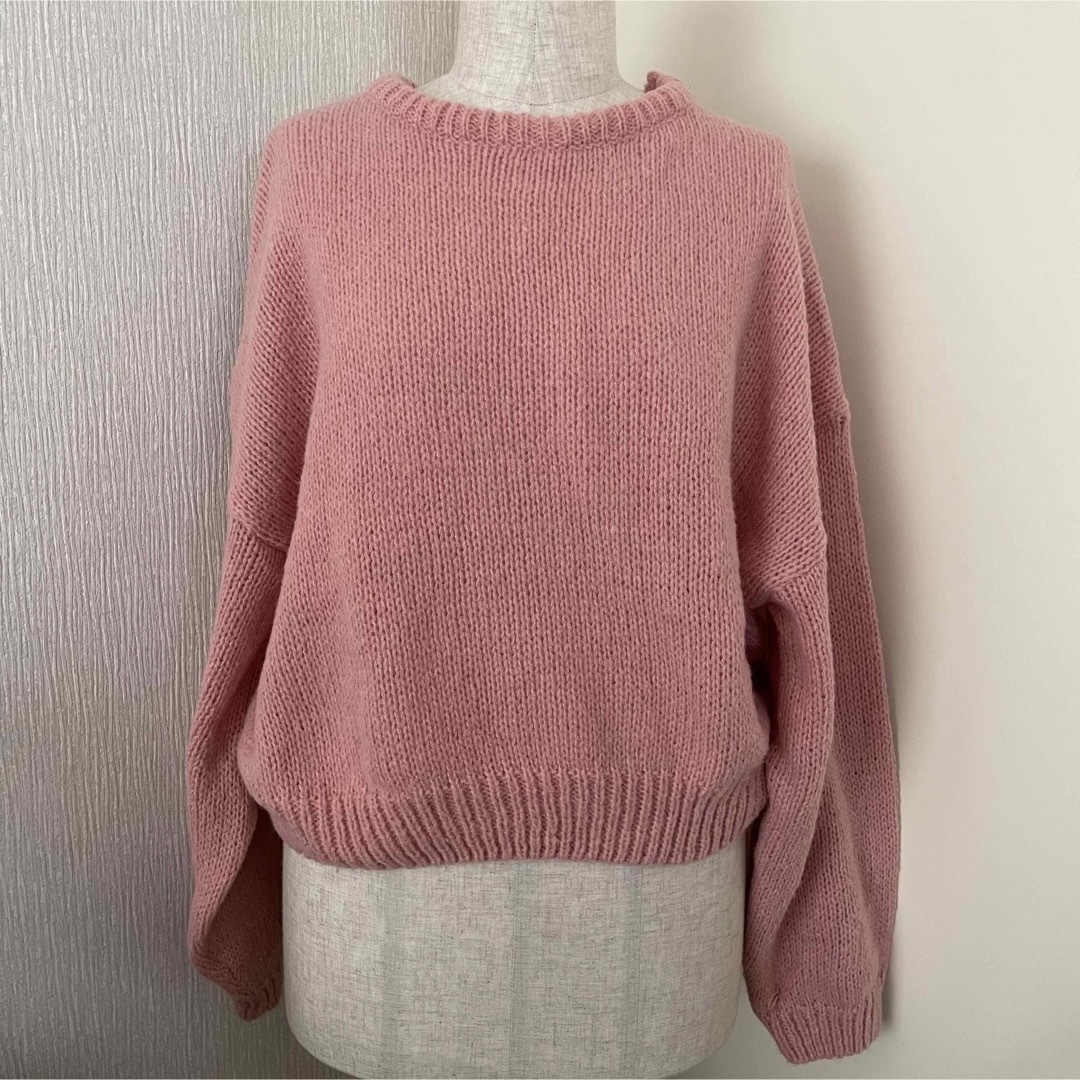 リブニット セーター ピンク色 pink 長袖 トップス レディース レディースのトップス(ニット/セーター)の商品写真