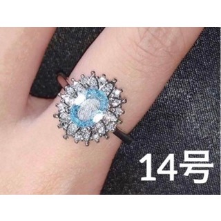 【人気商品】リング　ブルートパーズ　キラキラ　ダイヤ　石　ストーン　 韓国(リング(指輪))