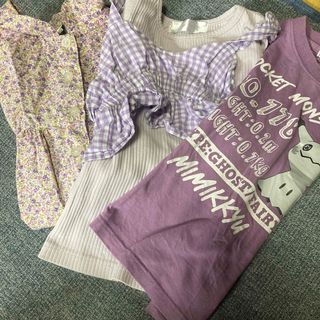 子供服　110 即日発送　3点セット　お花柄　ピカチュウ(Tシャツ/カットソー)