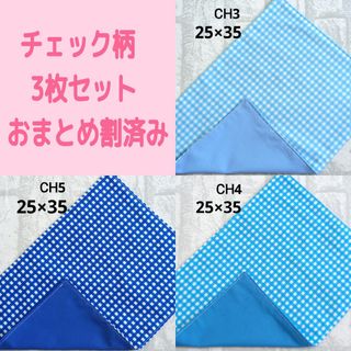 ③チェック柄3枚セット　ランチョンマット　ナフキン　シンプル　ハンドメイド(外出用品)