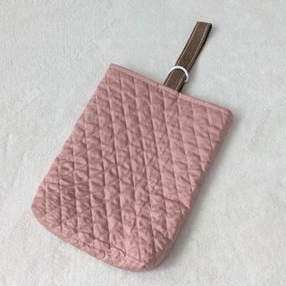 ☆ハンドメイド　シューズケース　上履き入れ　キルティング　無地　くすみピンク☆