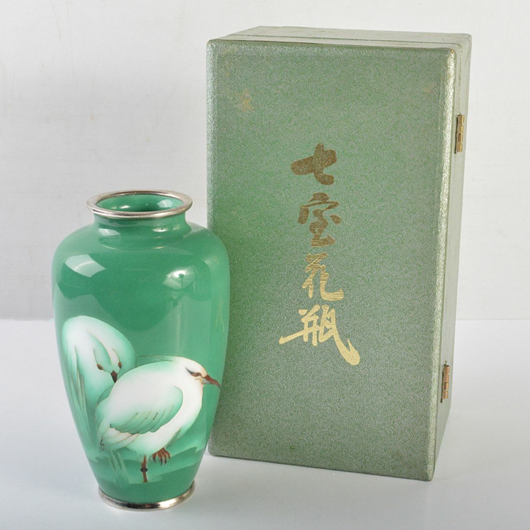 七宝焼 美術七宝焼 鳥文 花瓶 M R7097 七宝焼 美術七宝焼 鳥文 花瓶 M R7097