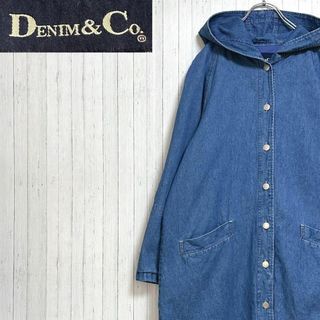 Denim & Co.　デニムジャケット　ロング　フーディー　古着女子　M(ブルゾン)