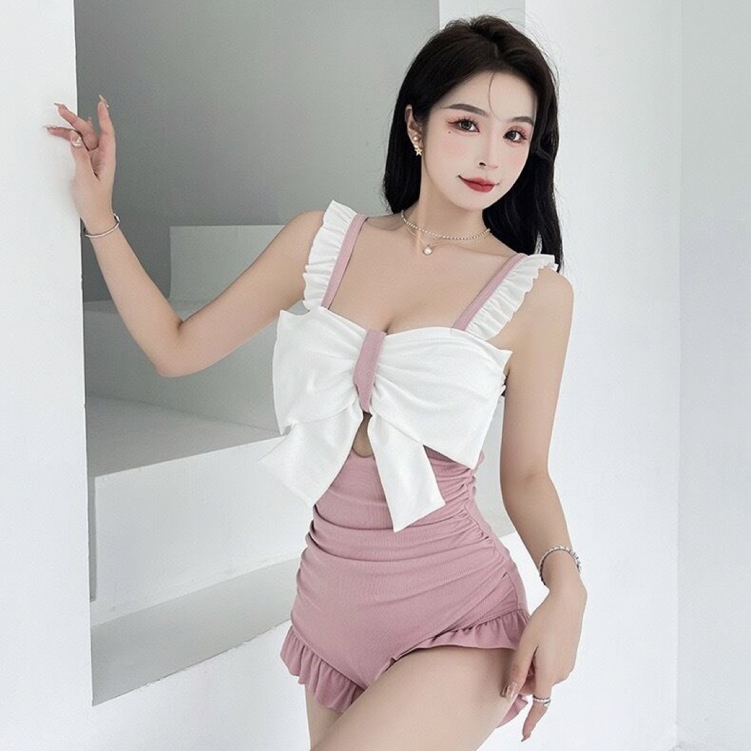 レディース 水着 ワンピース L モノキニ ビキニ 体型カバー ビキニ 韓国 白 レディースの水着/浴衣(水着)の商品写真