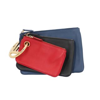 フェンディ(FENDI)のフェンディ トリプレット クラッチバッグ レザー 8BS001 A0NL 179 0059 マルチカラー レディース FENDI  中古(クラッチバッグ)