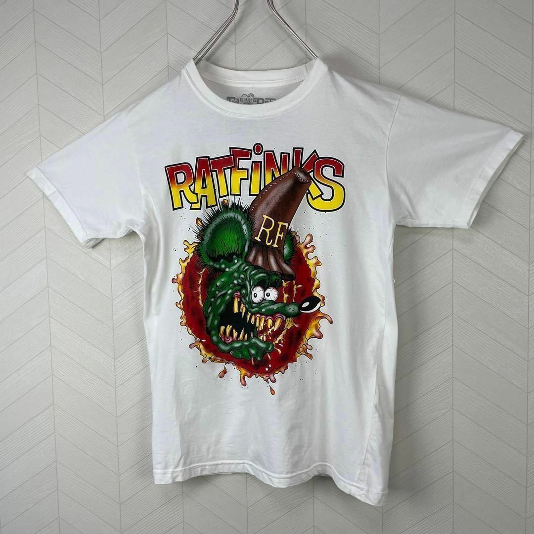 RATFINK ラットフィンク Tシャツ 半袖 キャラ ネズミ 両面プリント 白 メンズのトップス(Tシャツ/カットソー(半袖/袖なし))の商品写真