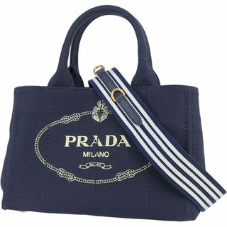 プラダ(PRADA)のプラダ カナパ 2WAY ショルダーバッグ キャンバス ネイビー ゴールド レディース 未使用展示品 158322(ショルダーバッグ)