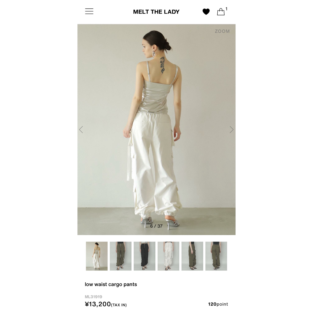 Bubbles(バブルス)のmelt the lady  low waist cargo pants レディースのパンツ(ワークパンツ/カーゴパンツ)の商品写真