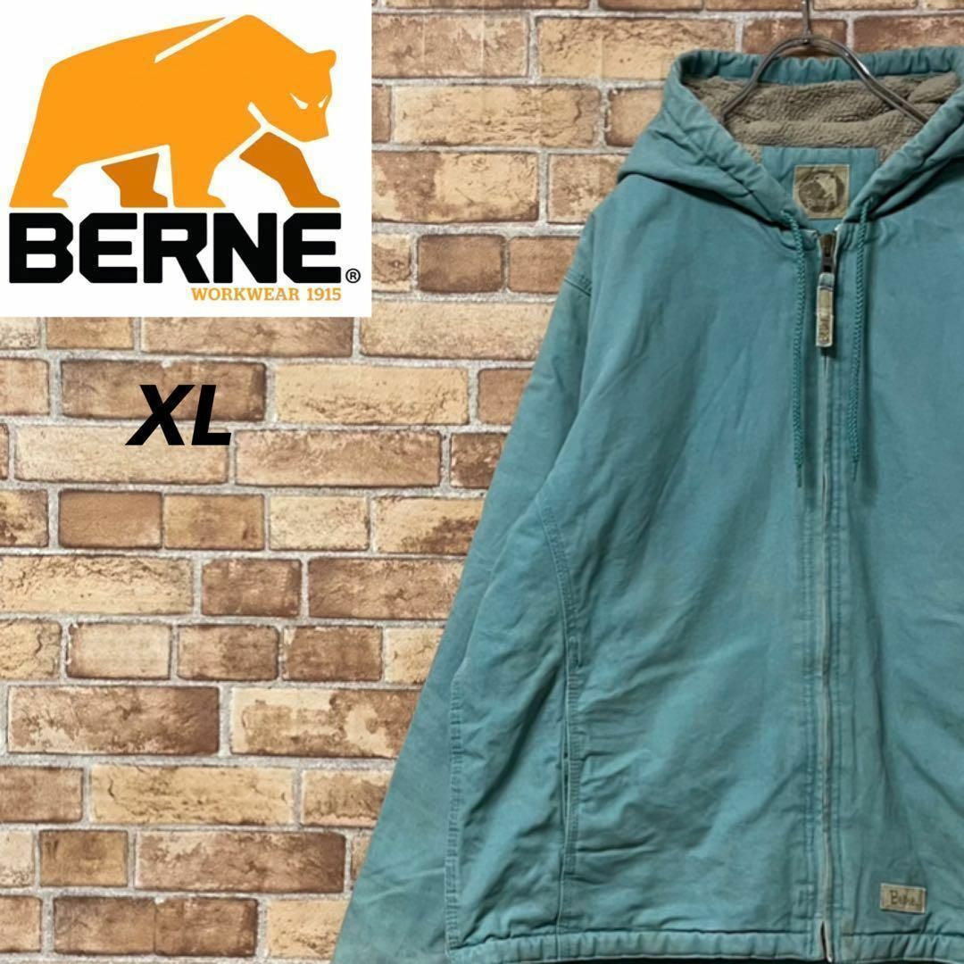 BERNE　ダックジャケット　裏ボア　IDEALジッパー　古着女子　XL レディースのジャケット/アウター(ブルゾン)の商品写真