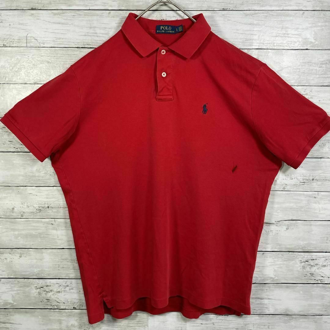 POLO RALPH LAUREN(ポロラルフローレン)の①74R ポロラルフローレン 半袖ポロシャツ ポニー刺繍 レッド メンズ夏物古着 メンズのトップス(ポロシャツ)の商品写真