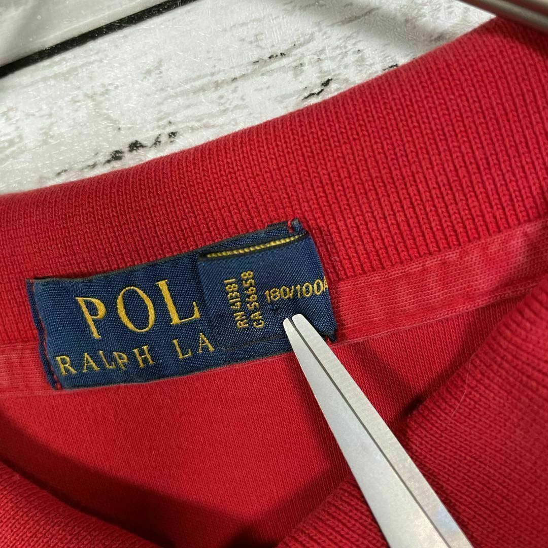 POLO RALPH LAUREN(ポロラルフローレン)の①74R ポロラルフローレン 半袖ポロシャツ ポニー刺繍 レッド メンズ夏物古着 メンズのトップス(ポロシャツ)の商品写真