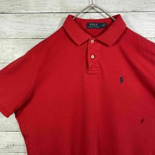 ポロラルフローレン(POLO RALPH LAUREN)の①74R ポロラルフローレン 半袖ポロシャツ ポニー刺繍 レッド メンズ夏物古着(ポロシャツ)