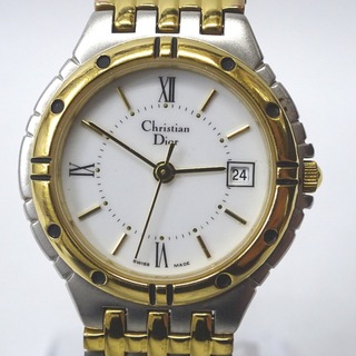 Christian Dior - クリスチャンディオール 腕時計 SS GP 3022 ゴールド×シルバー ホワイト Ft601546 中古