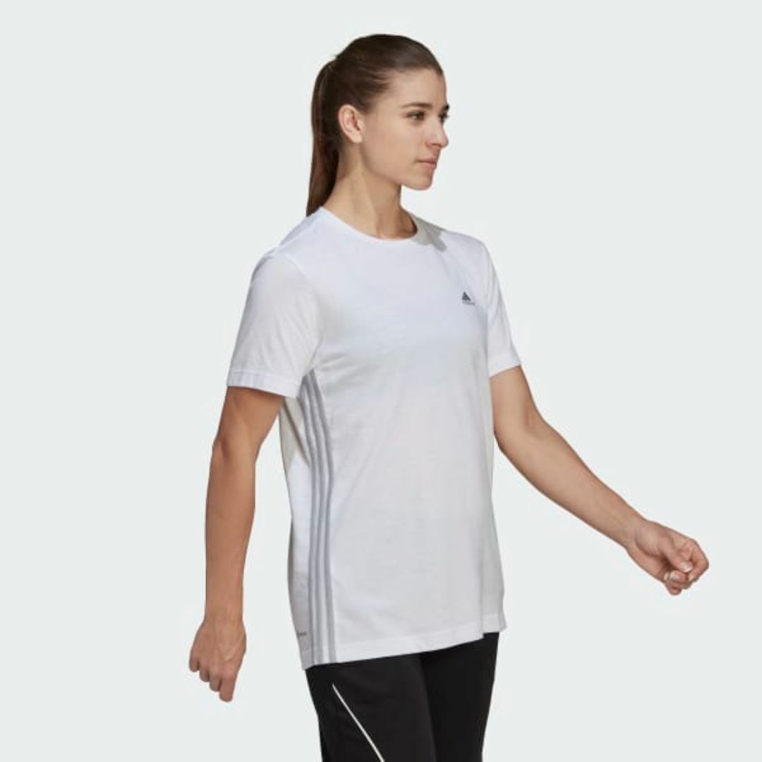adidas(アディダス)の新品 XL ★ adidas アディダス 半袖 Tシャツ ホワイト 3ストライプ レディースのトップス(Tシャツ(半袖/袖なし))の商品写真