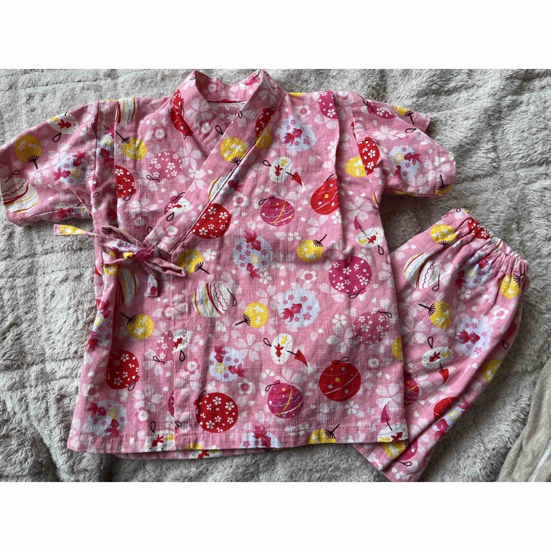 ベビー甚平 ピンク 90cm  キッズ/ベビー/マタニティのキッズ服女の子用(90cm~)(甚平/浴衣)の商品写真