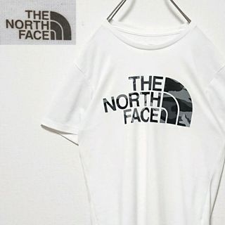 ザノースフェイス(THE NORTH FACE)の定番モデル ノースフェイス フロント カモフラ ロゴ ホワイト 半袖 Tシャツ(Tシャツ/カットソー(半袖/袖なし))