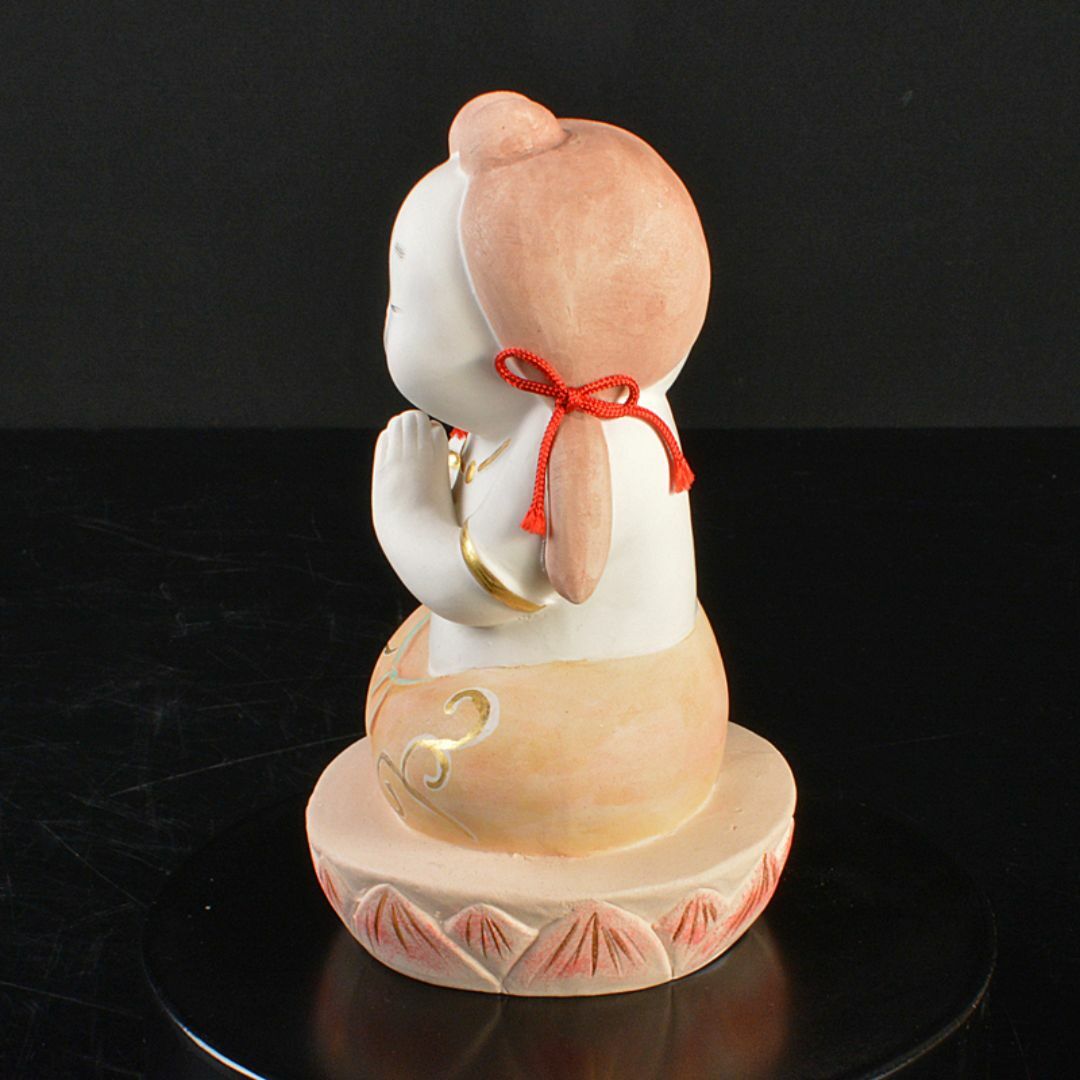 博多人形 人形師 二代戸畑茂四郎作 福々観音 置物 台付 V R7113 博多人形 人形師 二代戸畑茂四郎作 福々観音 置物 台付 V R7113