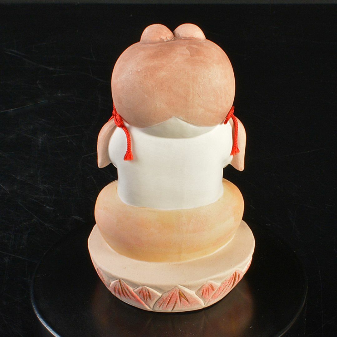 博多人形 人形師 二代戸畑茂四郎作 福々観音 置物 台付 V R7113 博多人形 人形師 二代戸畑茂四郎作 福々観音 置物 台付 V R7113