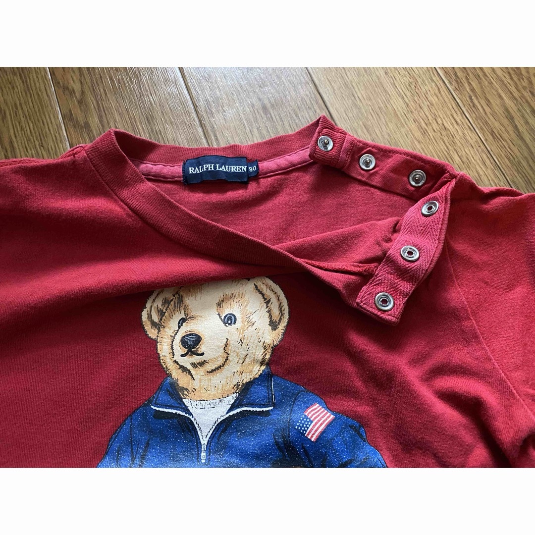 Ralph Lauren(ラルフローレン)の赤ラルフローレンベアーTシャツ紺パンツポニー刺繍ネイビー上下2枚セット90 キッズ/ベビー/マタニティのキッズ服男の子用(90cm~)(Tシャツ/カットソー)の商品写真