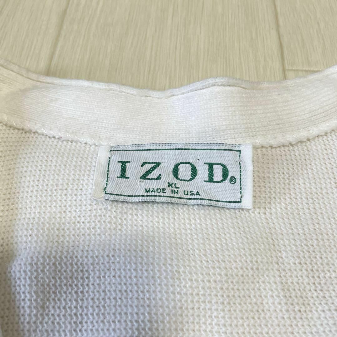 IZOD ロングカーディガン ロゴ刺繍 大きいサイズ 異素材 USA製 XL メンズのトップス(カーディガン)の商品写真