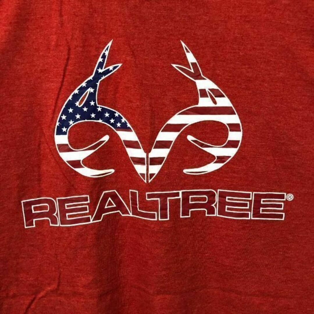 f20 US古着　REALTREE　半袖Tシャツ　フロントロゴ　アメリカ国旗 メンズのトップス(Tシャツ/カットソー(半袖/袖なし))の商品写真