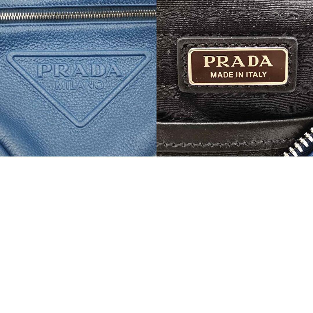 PRADA(プラダ)の【美品】プラダ クロス ヴィッテロダイノ ボディバッグ 斜め掛け ロゴ型押し 保存袋付 希少カラー ブルー レザー トライアングルロゴ 三角ロゴ PRADA レディースのバッグ(ボディバッグ/ウエストポーチ)の商品写真