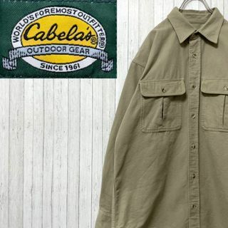 caberas コットンシャツ　長袖　ベージュ　ダブルポケット　アウトドア　M(シャツ)