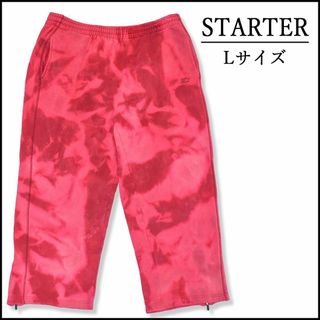 スターター(STARTER)のメンズ服タイダイ柄ブリーチスウェットパンツL　古着屋　迷彩　赤　柄物　スリット(その他)