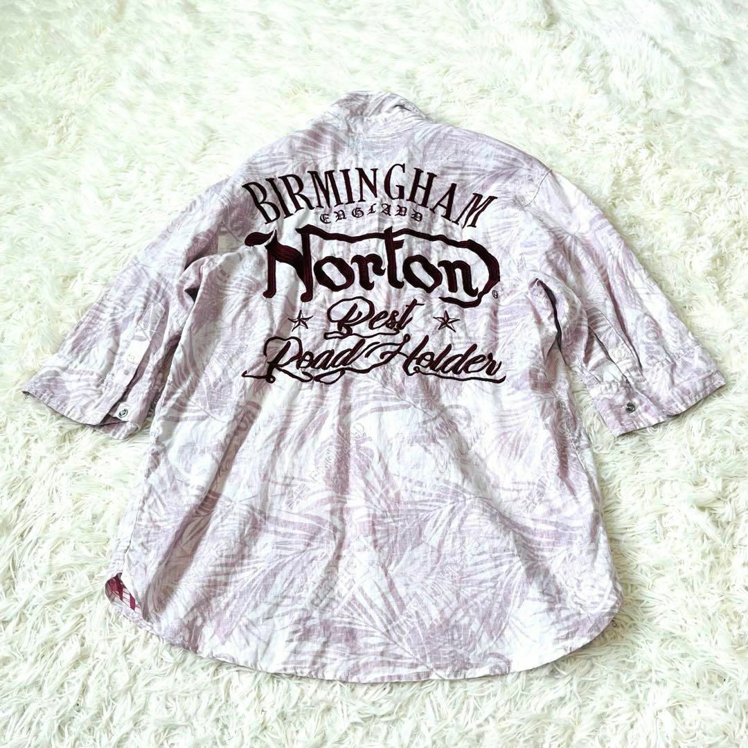 Norton(ノートン)のNorton ノートン　アロハ　五分丈　刺繍　ロゴ　柄 メンズのトップス(シャツ)の商品写真