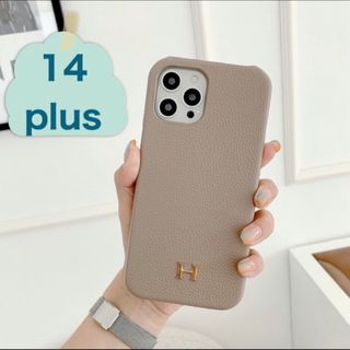 【特価☆早い者勝ち❗️iPhone14 Plus  ケース　ベージュ　Hロゴ】(iPhoneケース)