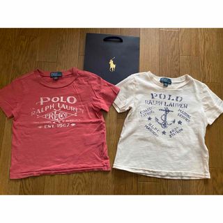 ラルフローレン(Ralph Lauren)のRALPHLAUREN★ラルフローレンTシャツ赤オフホワイト24M★2枚セット(Tシャツ/カットソー)