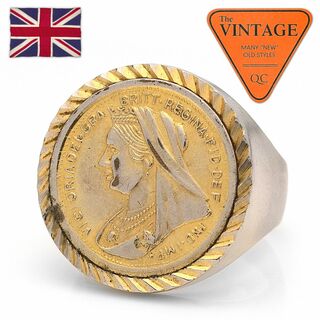 ヴィンテージ(VINTAGE)のイギリス ヴィンテージ シガーバンド ヴィクトリア ゴールド コイン 太めリング(リング(指輪))