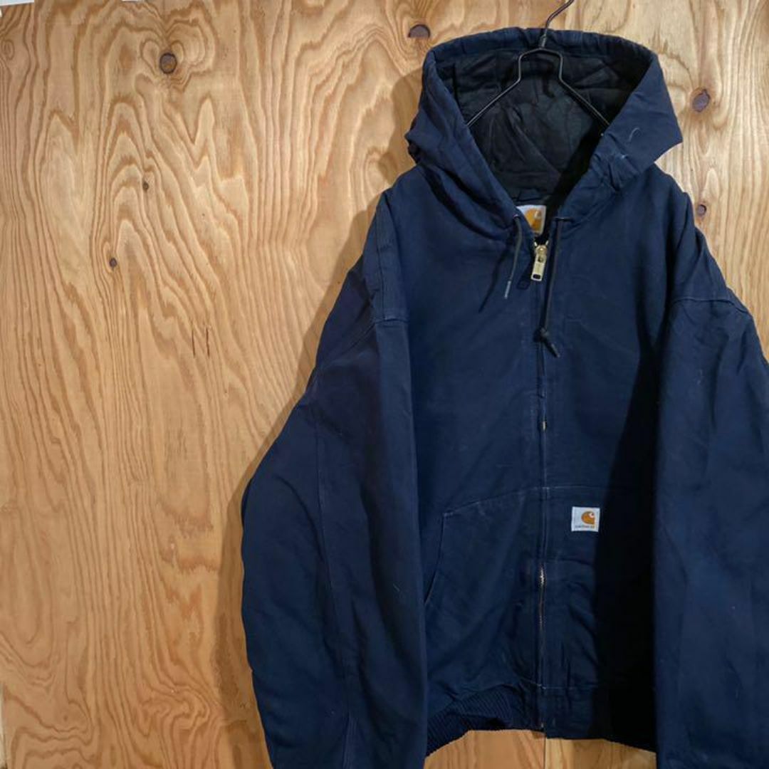 carhartt(カーハート)のダック パーカー カーハート USA古着 紺 アクティブ ジャケット ネイビー メンズのトップス(パーカー)の商品写真