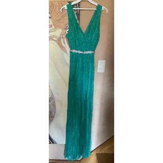 タダシショウジ(TADASHI SHOJI)の新品 USAロングドレス  VF GREEN  S(ロングワンピース/マキシワンピース)