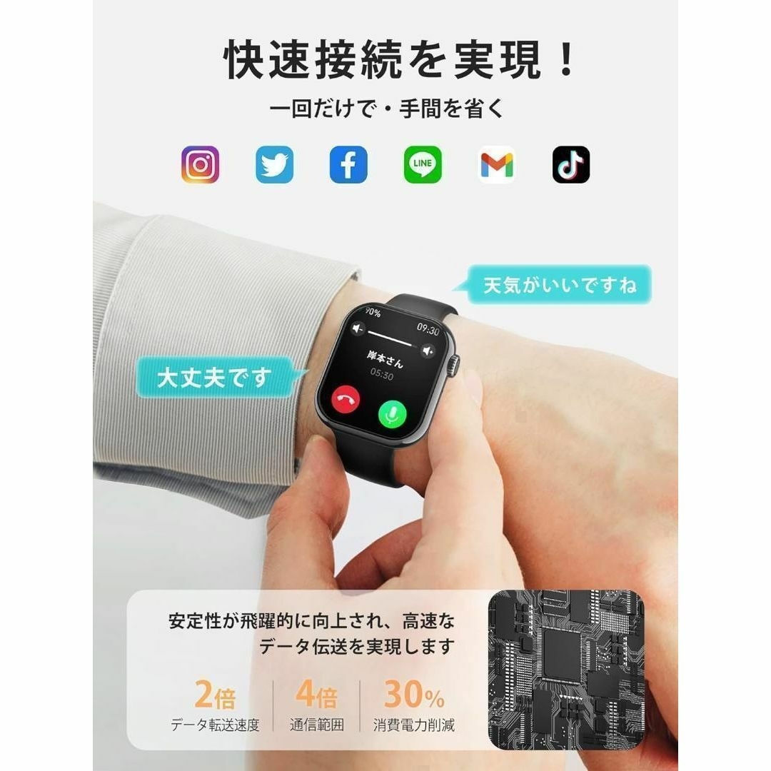 ❤️通話機能つき❤️ スマートウォッチ スポーツウォッチ 1.91インチ大画面 レディースのファッション小物(腕時計)の商品写真