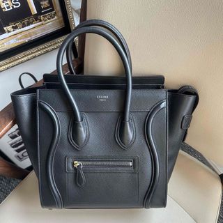 CELINE ラゲージマイクロショッパー　ブラック　ハンドバッグ　ドラムドカーフ