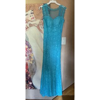 タダシショウジ(TADASHI SHOJI)の新品 USAロングドレス FR TURQUOISE S(ロングワンピース/マキシワンピース)