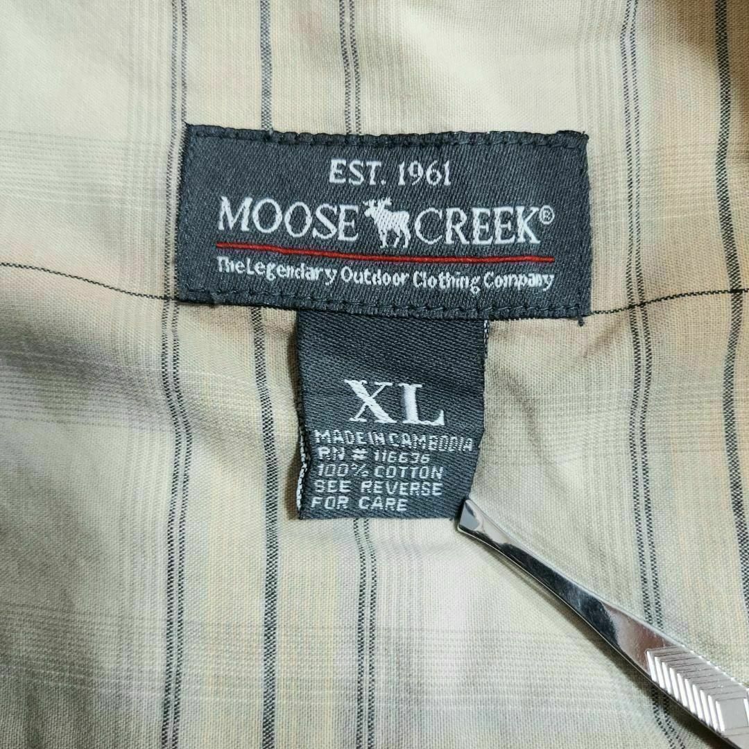 q29 US古着 MOOSE CREEK 半袖シャツ チェック柄 ヘラジカ 刺繍 メンズのトップス(Tシャツ/カットソー(半袖/袖なし))の商品写真
