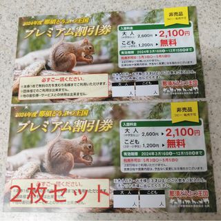 ★　那須どうぶつ王国　プレミアム割引券　２枚セット　★　動物園(その他)