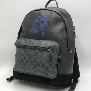 コーチ(COACH)の［美品］コーチ　マーベルコラボ　ブラックパンサー　シグネチャー　リュック　レザー(バッグパック/リュック)