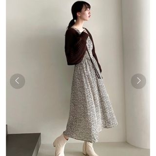 アルシーヴ(archives)の美品　アルシーヴ　花柄長袖プリーツワンピース　archives ロングワンピース(ロングワンピース/マキシワンピース)